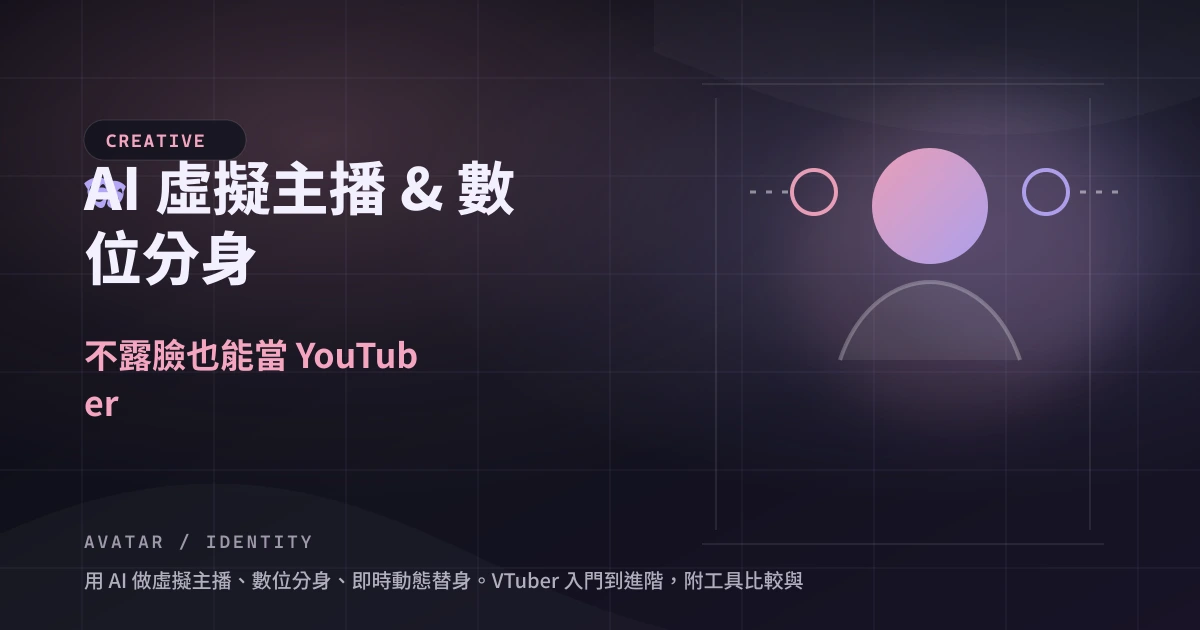 AI 虛擬主播 & 數位分身：不露臉也能當 YouTuber — 封面