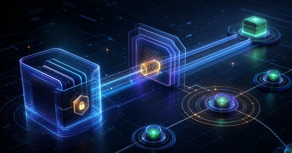 深色 agentic commerce editorial 風格：任務錢包邊界、批准閘門、一次性付款 token、商家結帳軌道與風險節流環連成支付控制網