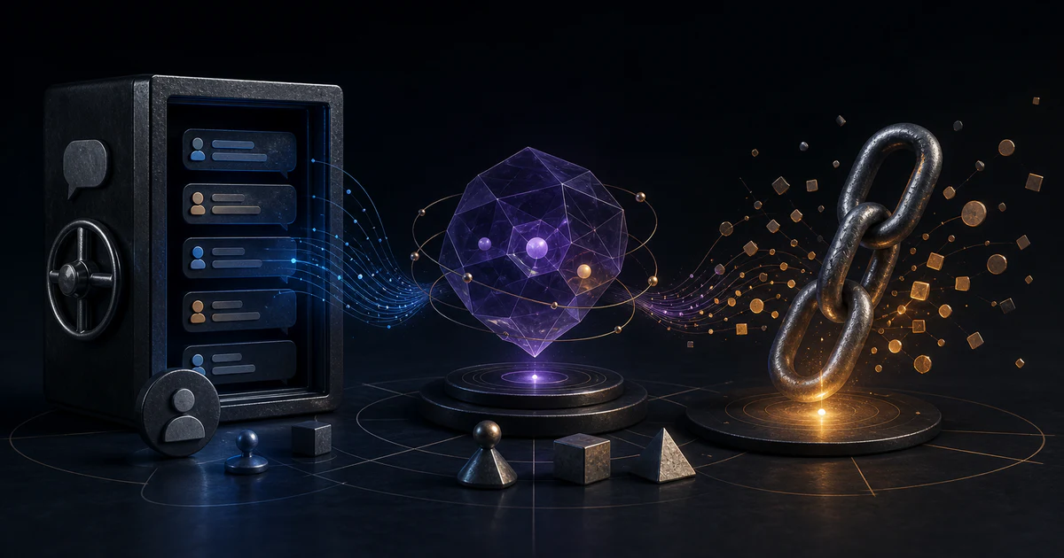 同一段 AI 對話的三種存在形式：留在帳號裡的聊天紀錄、跨對話沿用的記憶，以及送出帳號邊界的分享連結