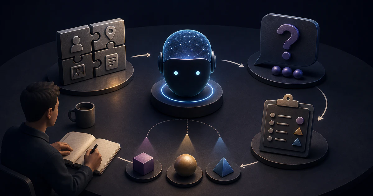 把 AI 當討論對象的多輪對話流程：先給脈絡、要它先問你問題、指出具體要改的地方，再要不同切入方向