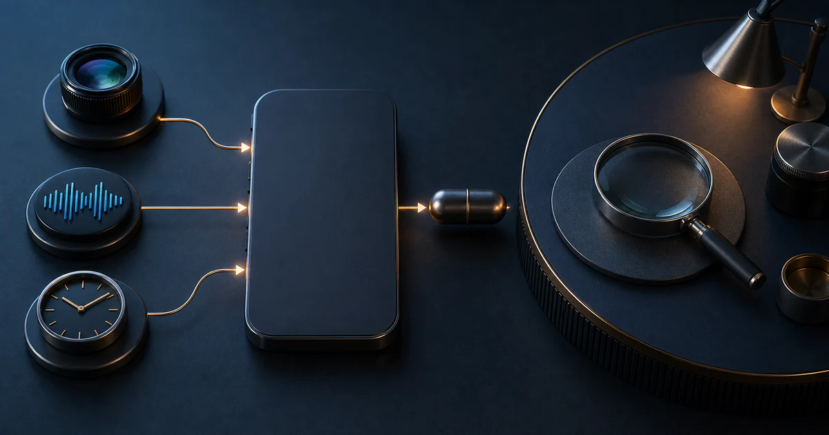 同一個 AI 任務在手機與電腦上的分工：手機負責拍照、語音與零碎時間的輸入，大螢幕負責檢查與送出