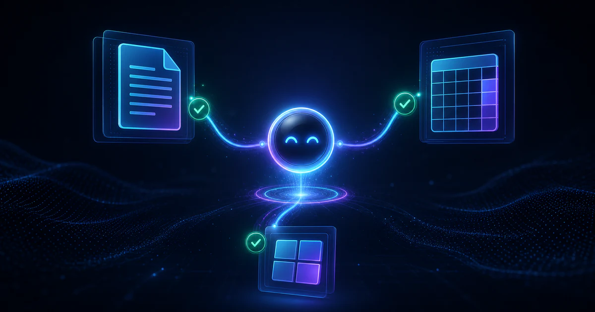 Microsoft Copilot 在 Windows 工作列與 Word、Excel 視窗中的示意封面