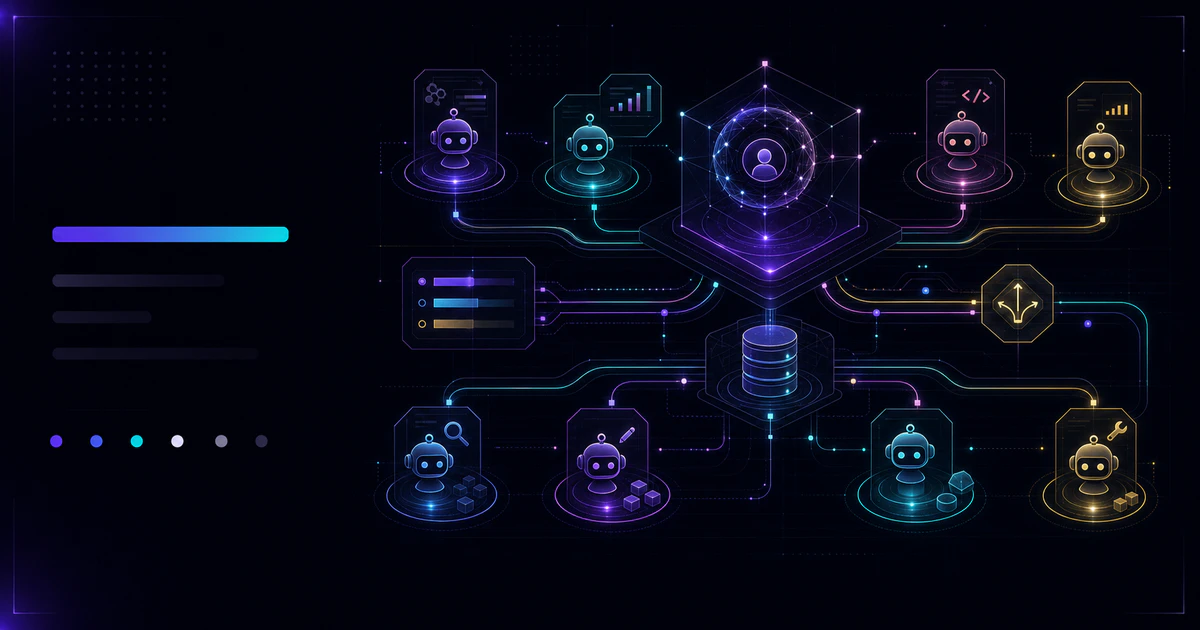 Mason AI Lab tech article hero for Multi-Agent Orchestration 完整指南 2026:4 大架構 + token 倍率 + context bleeding 解法