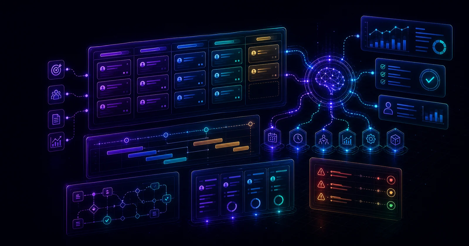 AI 專案管理工具比較表示意圖