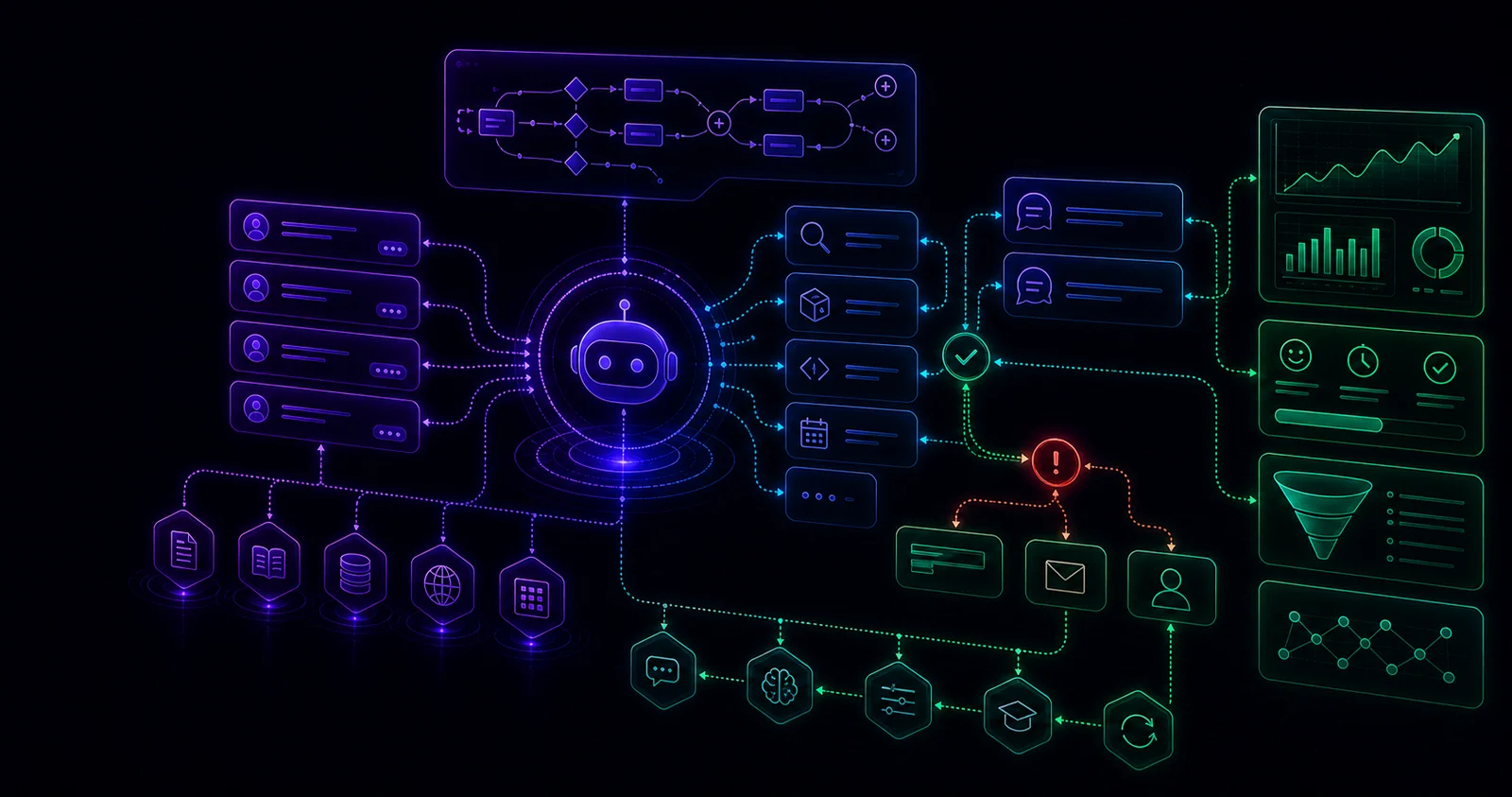 Botpress AI agent workflow 與 knowledge base 示意