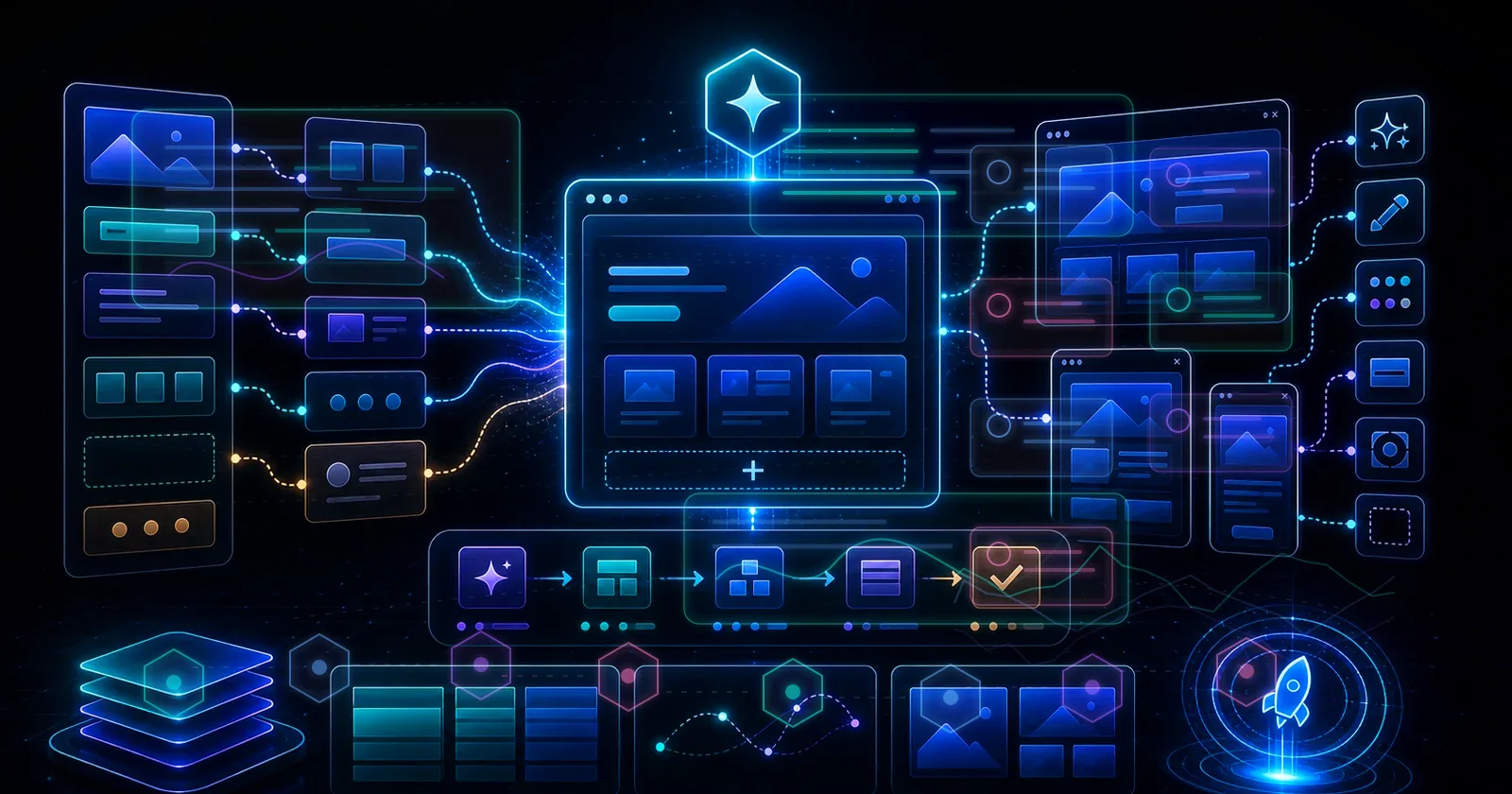AI tools neon dashboard hero