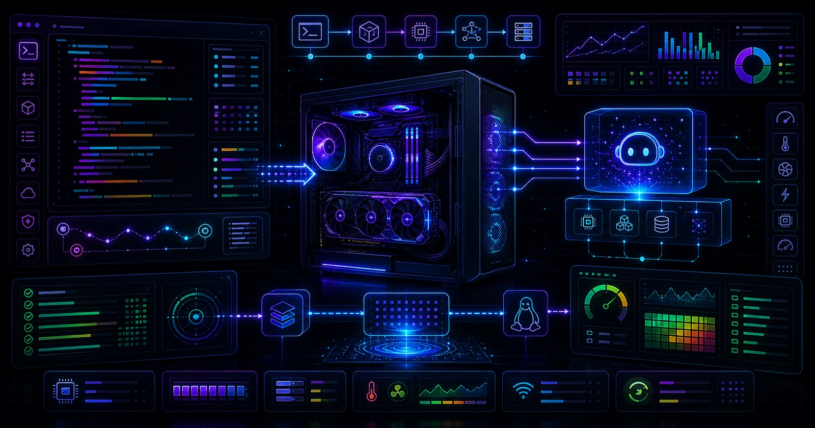 AI tools neon dashboard hero
