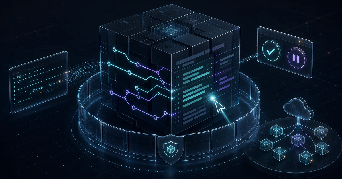 OpenAI Codex 工作流示意：程式碼庫、沙箱、審核閘門與雲端任務圍繞同一個 AI 程式代理核心