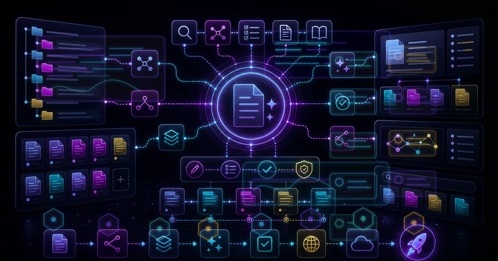 AI tools neon dashboard hero